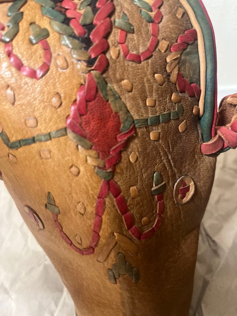 ハンドメイド レザー刺繍ブーツ 東欧 民族衣装