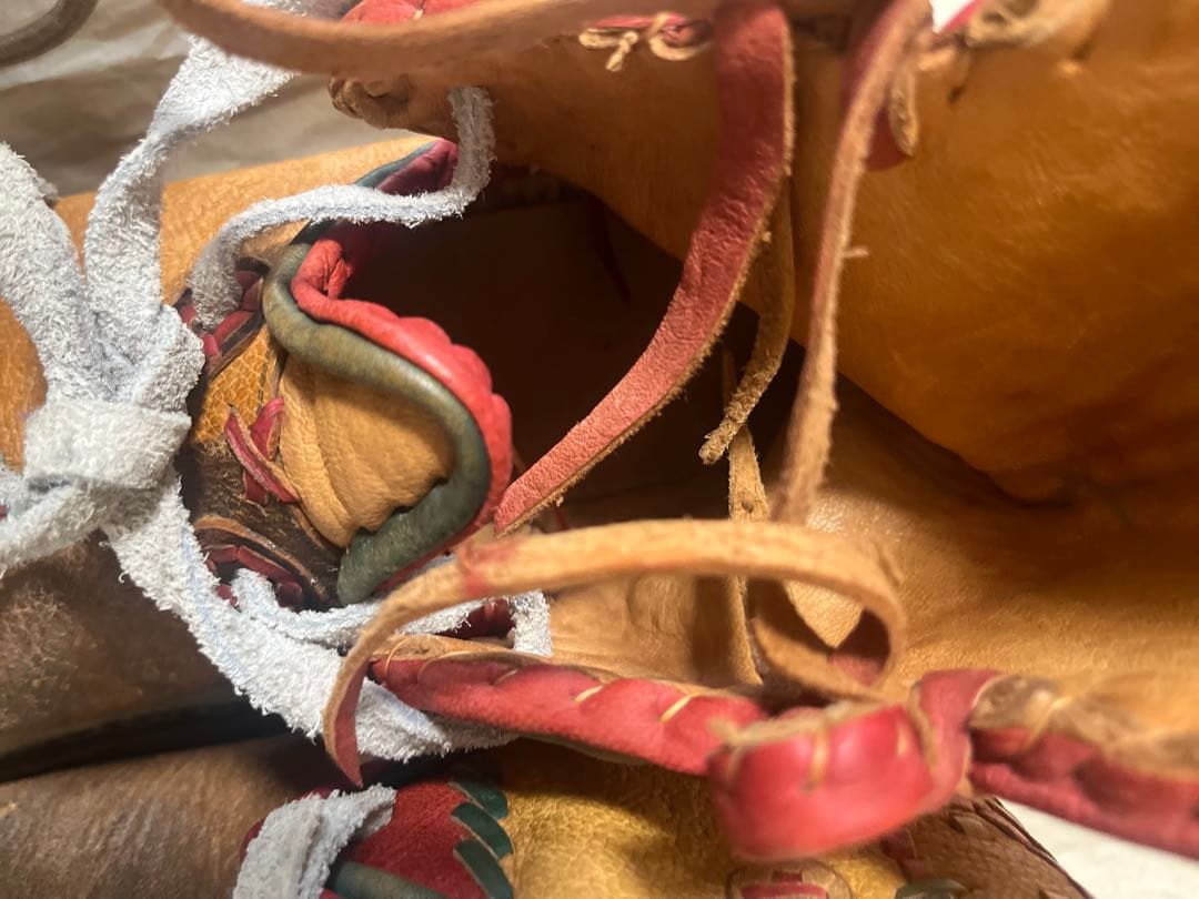 ハンドメイド レザー刺繍ブーツ 東欧 民族衣装