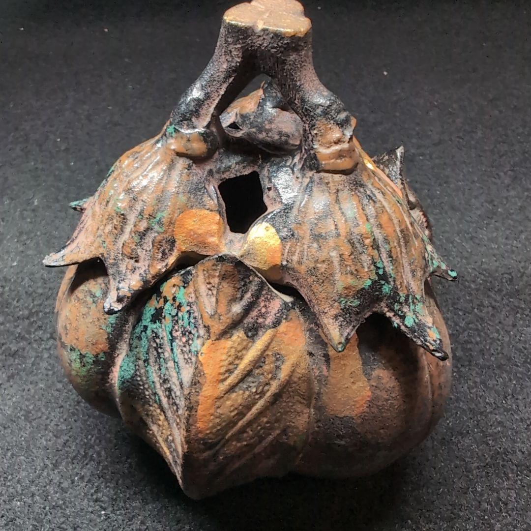 【茶道】香炉　茄子　三本足　鋳造　この形と色は素人には出せない風格ある逸品！