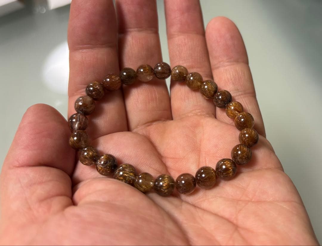 ゴールドキャッツアイルチル　ブレスレット⑤ （鑑別書付き）