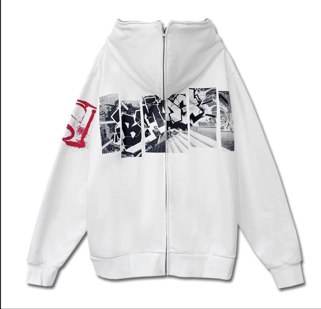 【L】SKY-HI スカイハイ スプリット ジップパーカー ホワイト White