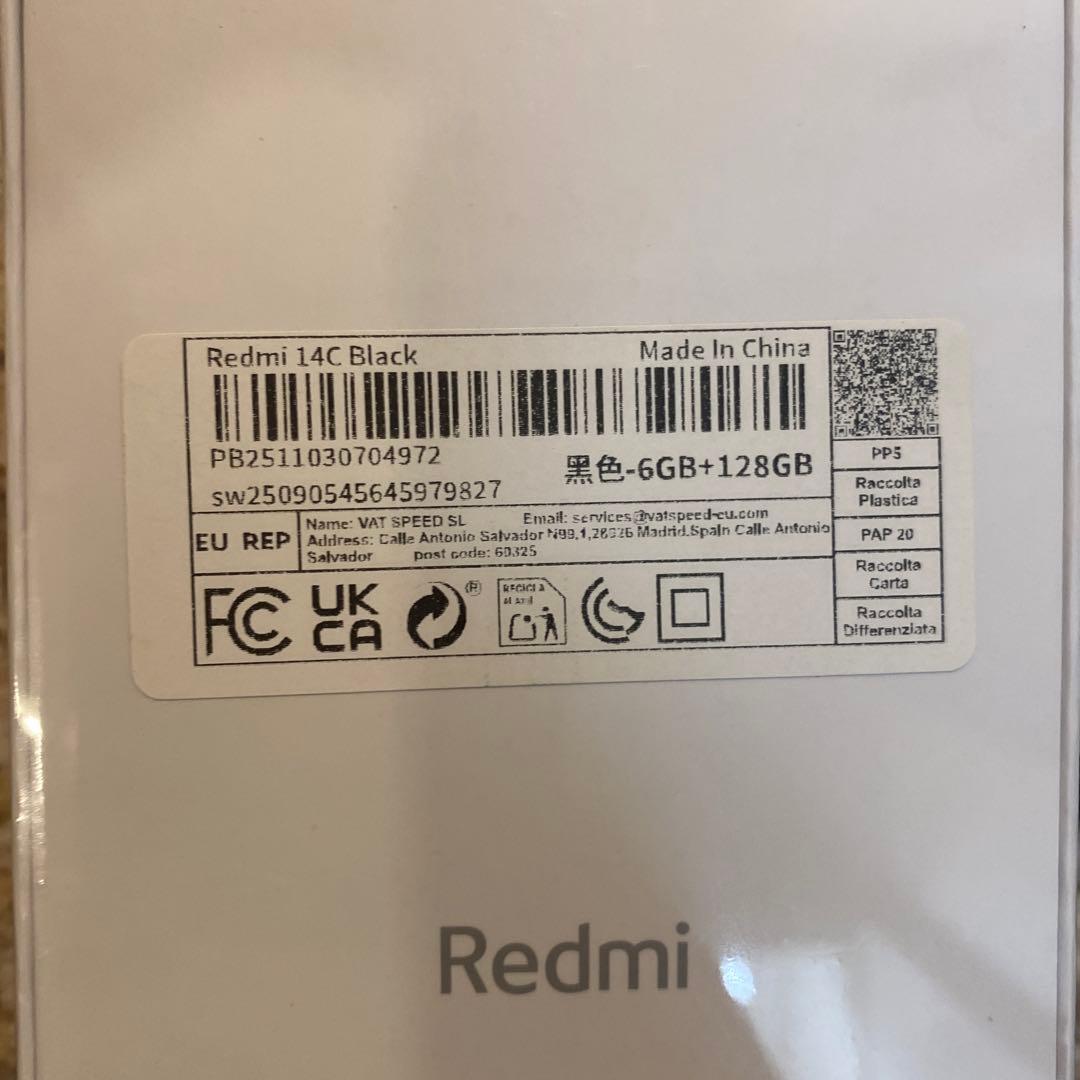 Redmi 14C 黒色 6GB/128GB グローバル版