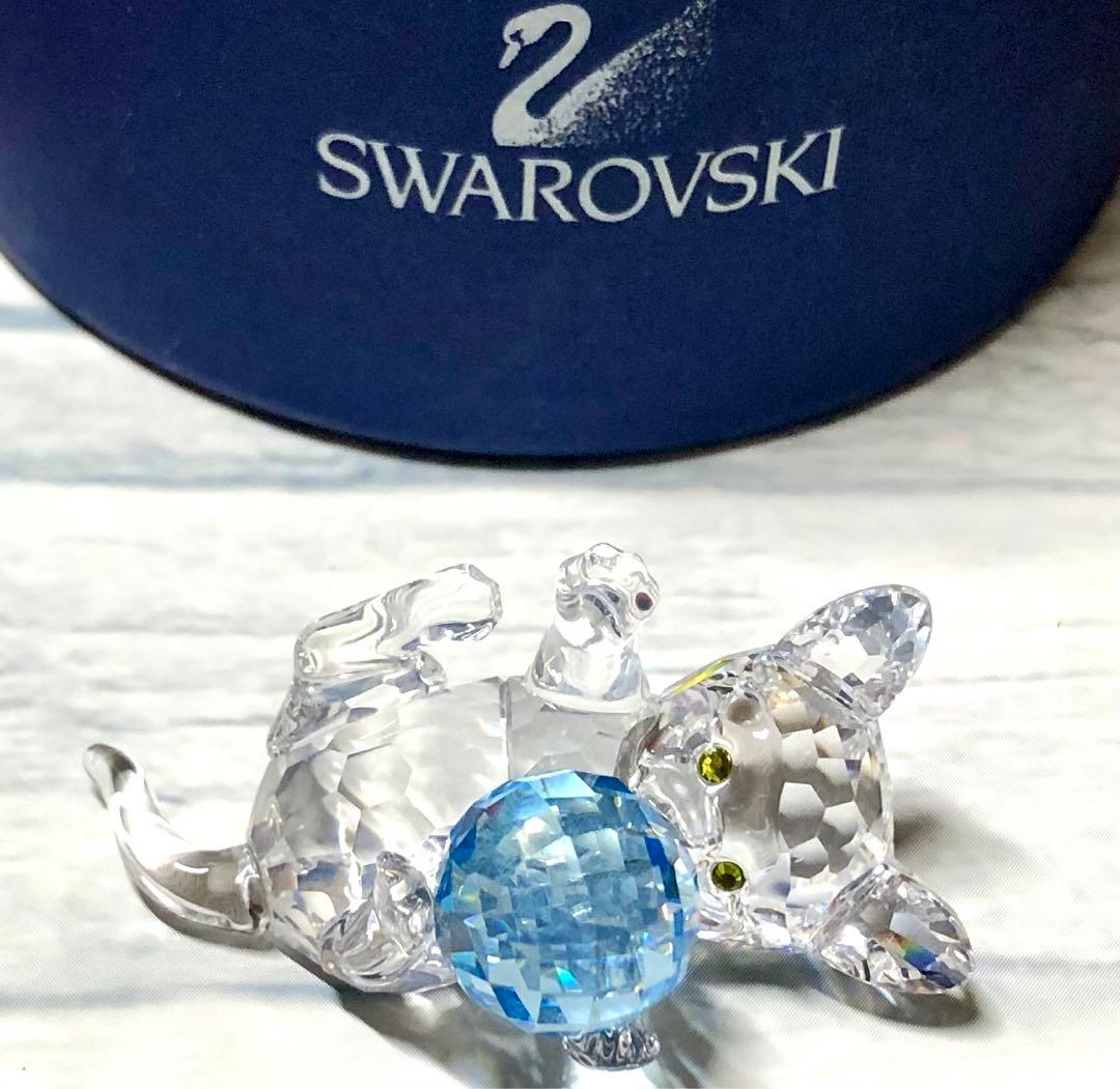 希少 廃盤 スワロフスキー SWAROVSKI ねこ ネコ 猫 ブルー ボール