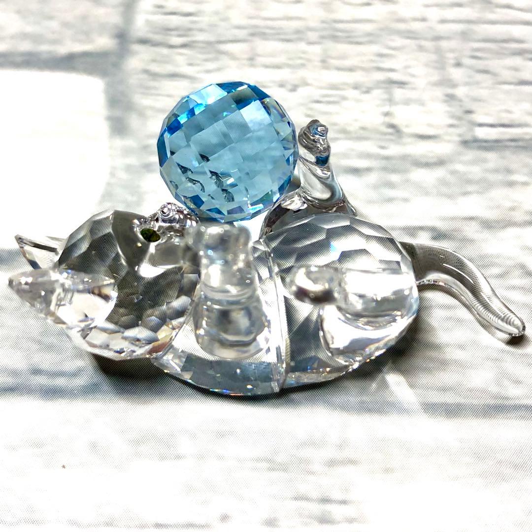 希少 廃盤 スワロフスキー SWAROVSKI ねこ ネコ 猫 ブルー ボール