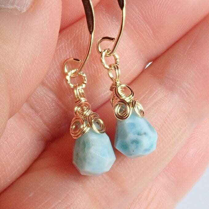 ラリマー  ブルーペクトライト  天然石  マーキスフックピアス