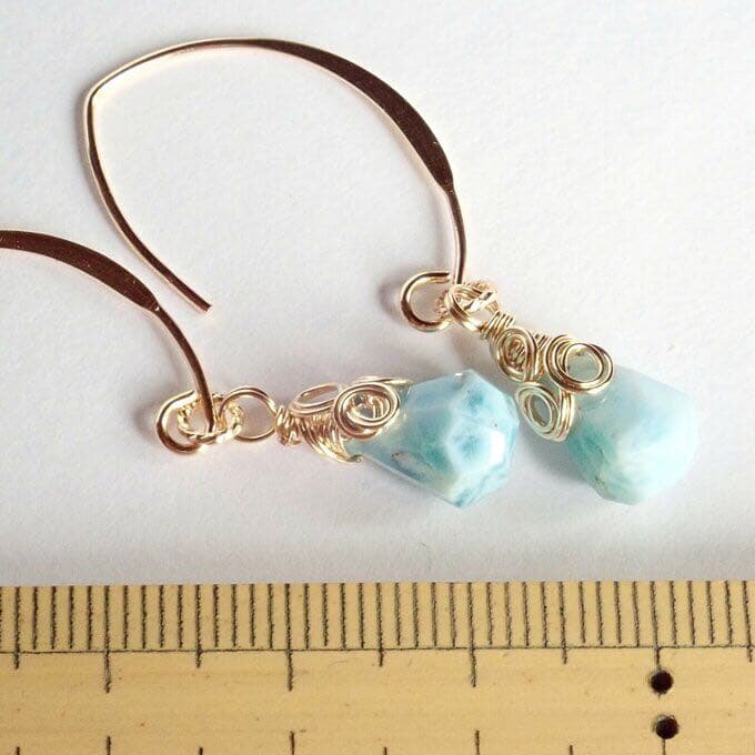 ラリマー  ブルーペクトライト  天然石  マーキスフックピアス