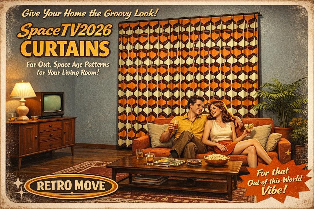 レトロポップ 60's 70's ドレープカーテン２枚セット