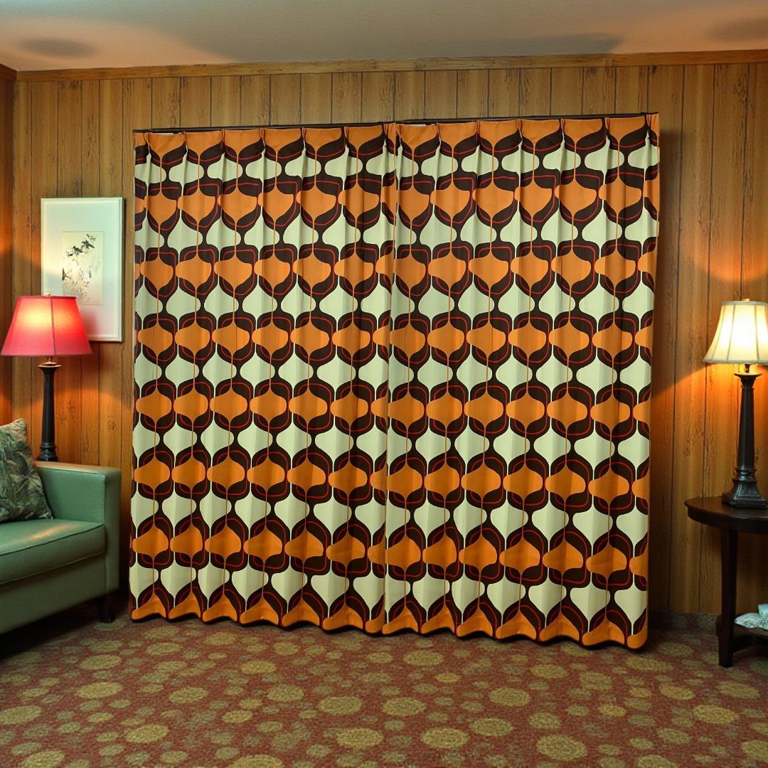 レトロポップ 60's 70's ドレープカーテン２枚セット