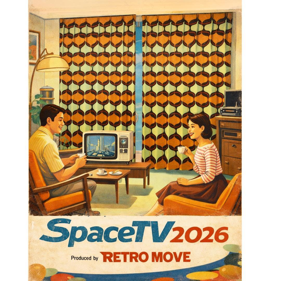 レトロポップ 60's 70's ドレープカーテン２枚セット