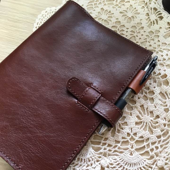 ヌメ革マロン色のA5手帳カバー 本革スケジュール帳 レザークラフト 2017