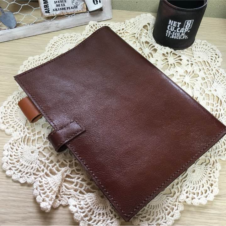 ヌメ革マロン色のA5手帳カバー 本革スケジュール帳 レザークラフト 2017