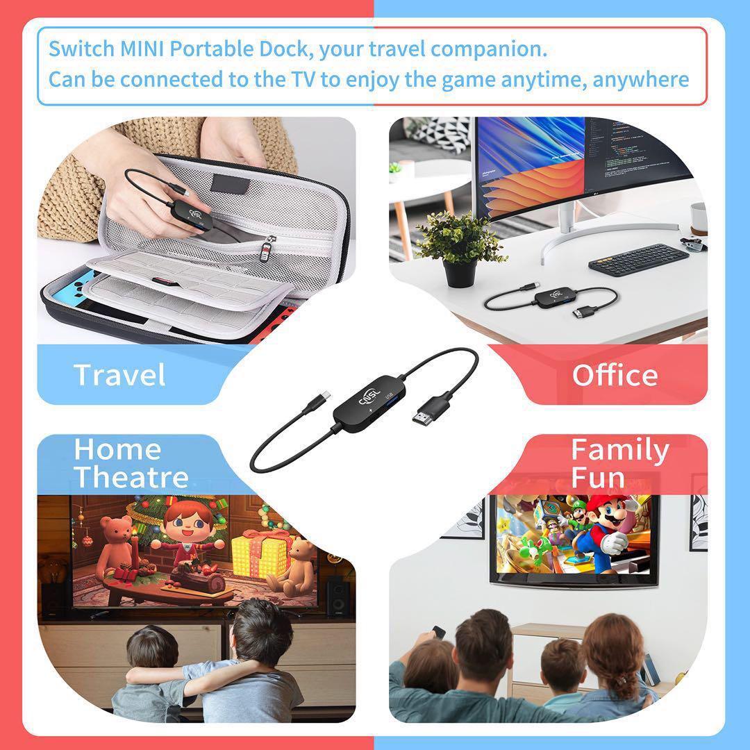 ミニスイッチドック 任天堂用 ポータブル TV ドッキングステーション ゲーム