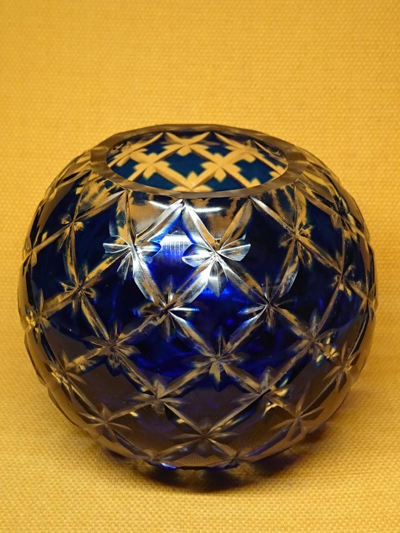 【美品】ビンテージ　花瓶　ガラス　江戸切子　置物　インテリア　工芸品　A3462