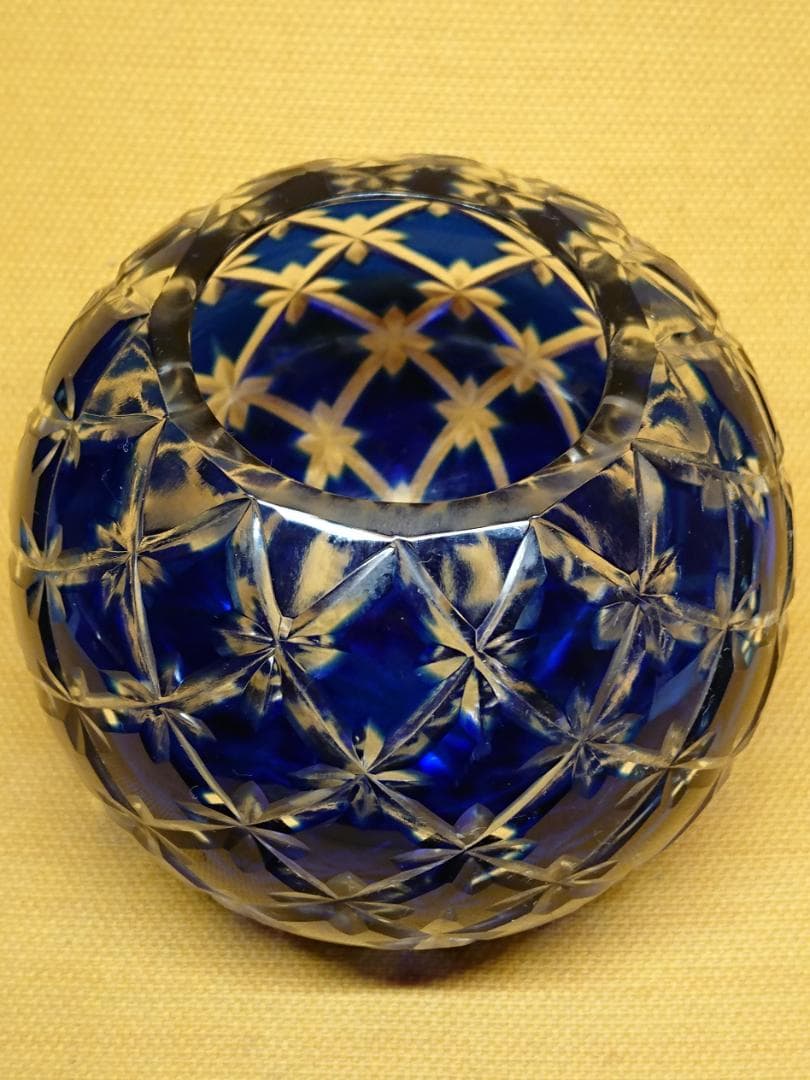 【美品】ビンテージ　花瓶　ガラス　江戸切子　置物　インテリア　工芸品　A3462