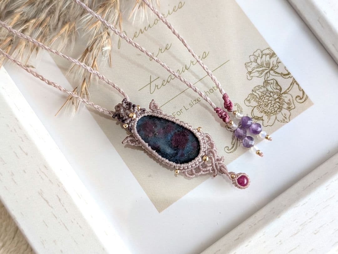 マクラメネックレス ルビーインカイヤナイト