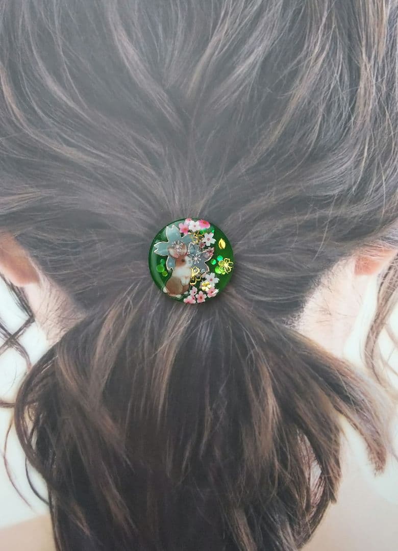 咲きほこる桜 うさぎちゃんラウンドレジンヘアゴム
