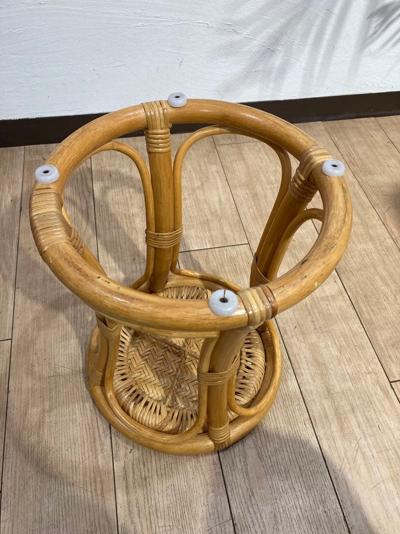 ラタン製　ドレッサー　机　椅子セット　昭和レトロ　ビンテージ