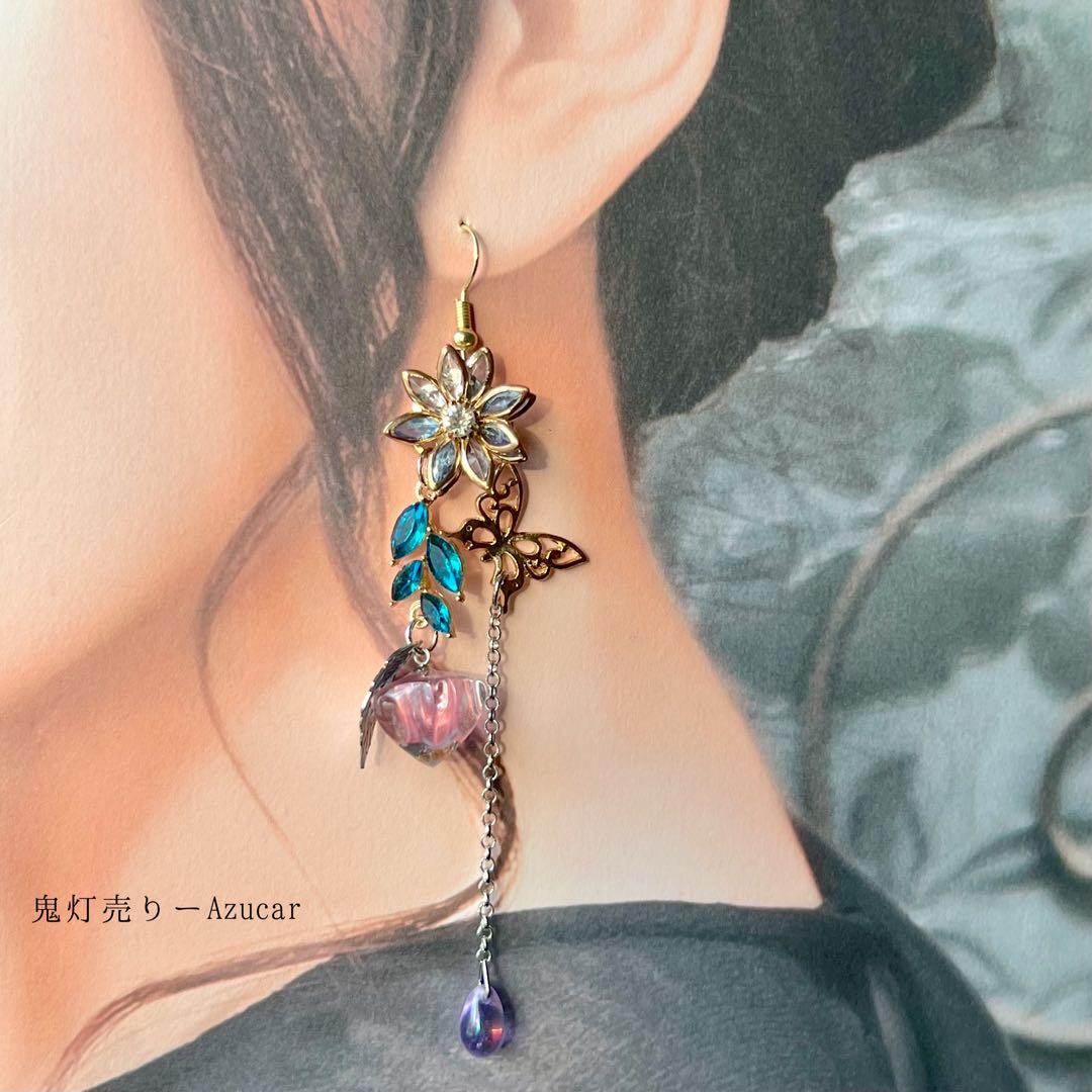 蓮 鬼灯 紫陽花　カラーチェンジ ピアス／イヤリング　着物　浴衣　和装小物