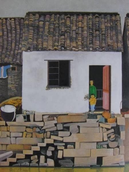 森緑翠、蘇州民家、希少画集画、新品額装付、状態良好