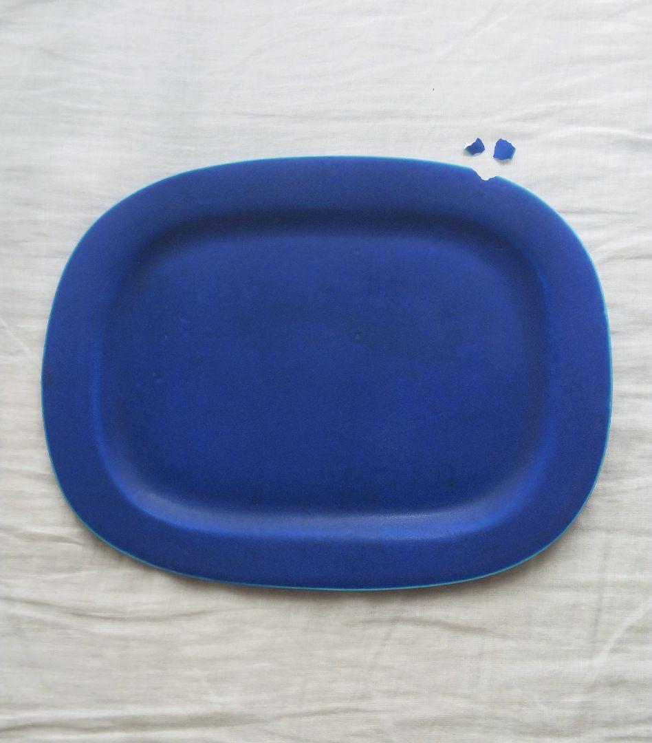 村上雄一 オーバルプレート 大きいサイズ 青 難有り