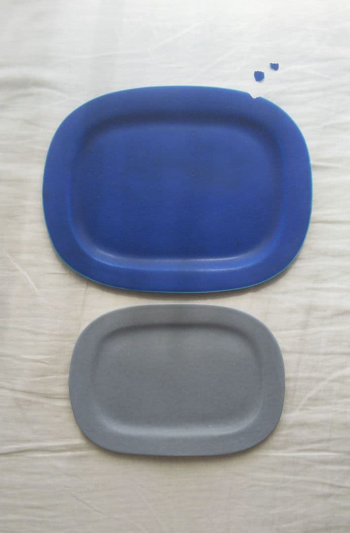村上雄一 オーバルプレート 大きいサイズ 青 難有り