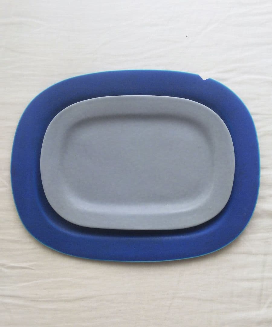 村上雄一 オーバルプレート 大きいサイズ 青 難有り