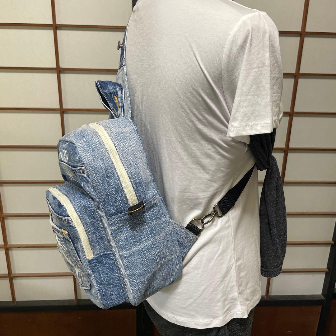 No.461 デニムリメイクバッグ　ボディバッグ　インディアン　男女兼用