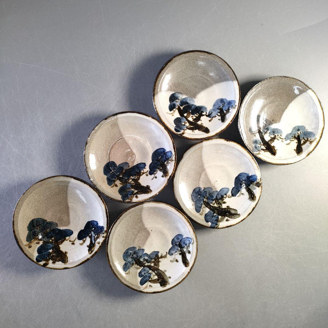 A1276-8/京焼・清水焼/清水六兵衛/相生皿6客/共箱/向付/飾皿/懐石道具