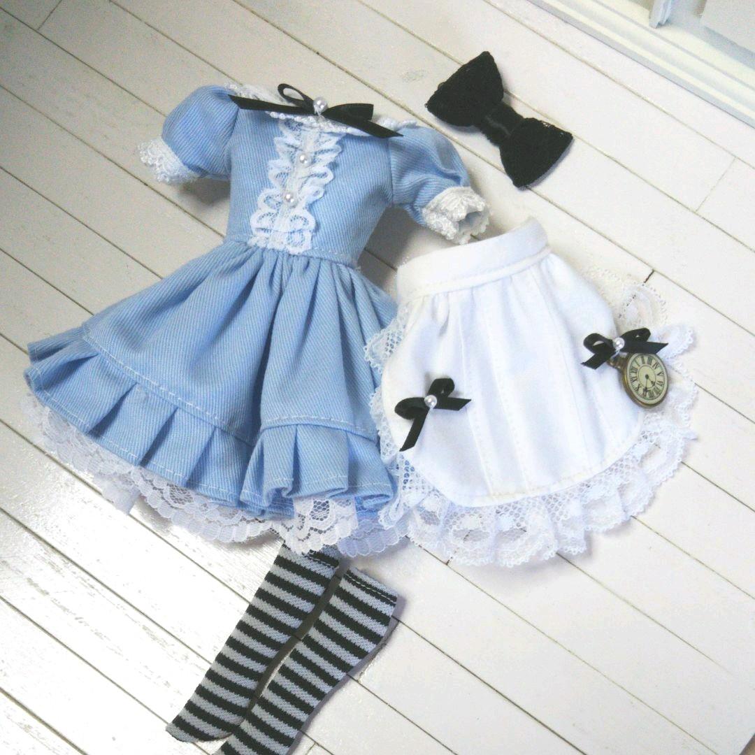 リカちゃん　ハンドメイド　エプロンワンピースセット A　No. 122