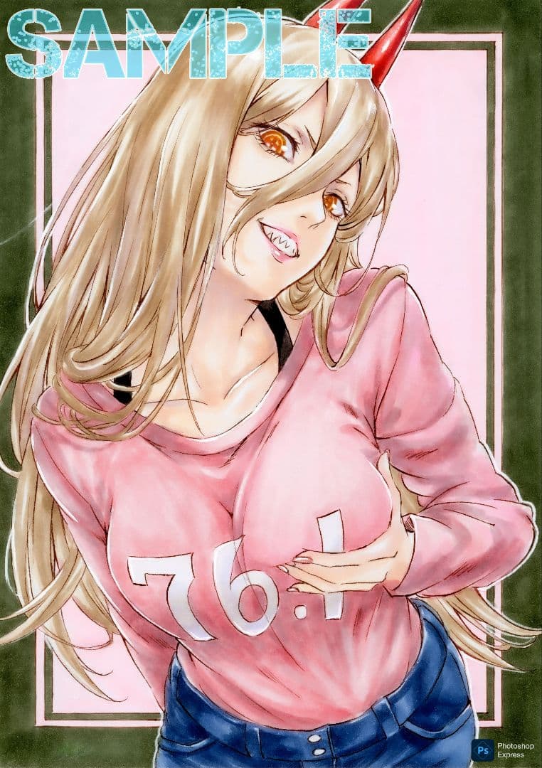 キ*ン様 手描きイラスト ファンアート チェンソーマン パワー A5