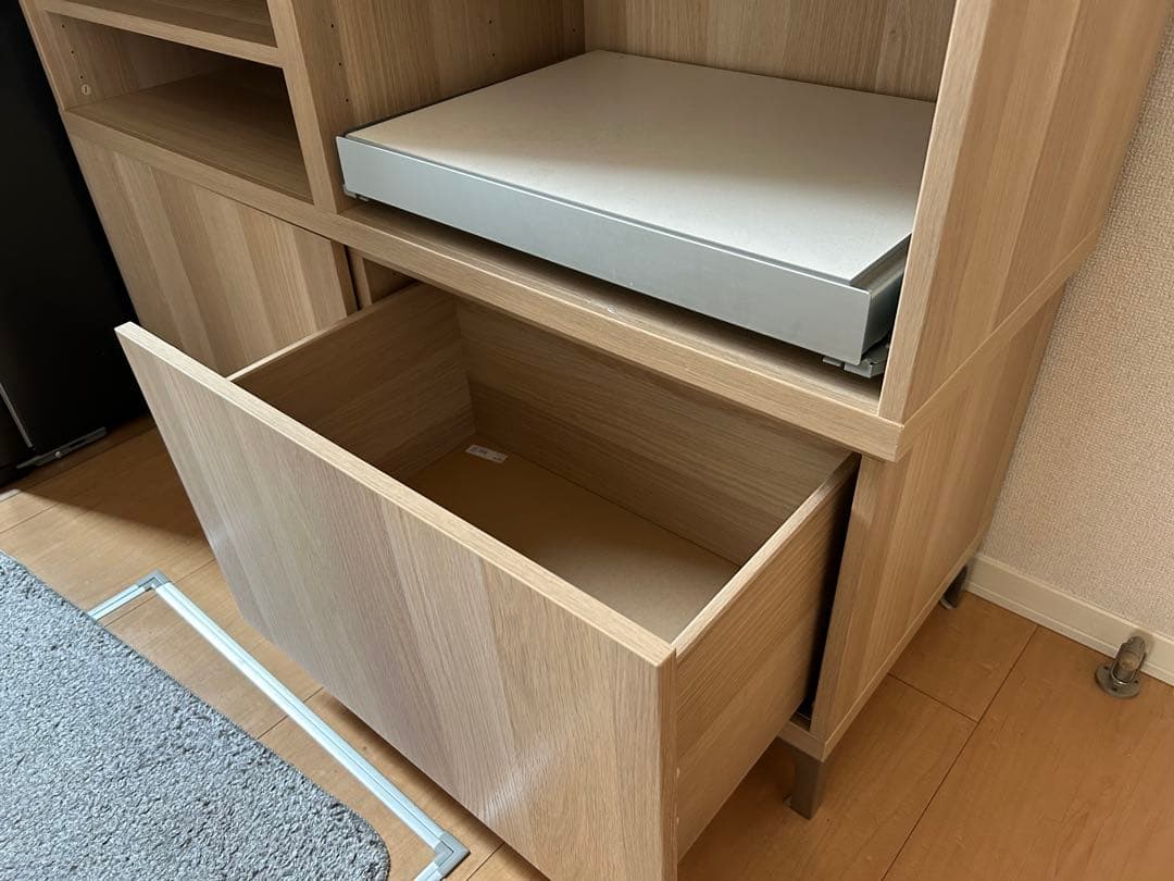 IKEA ナチュラルウッド収納棚 引き出し付き