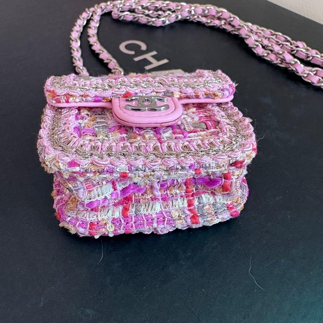 CHANEL ピンクツイードミニバッグ
