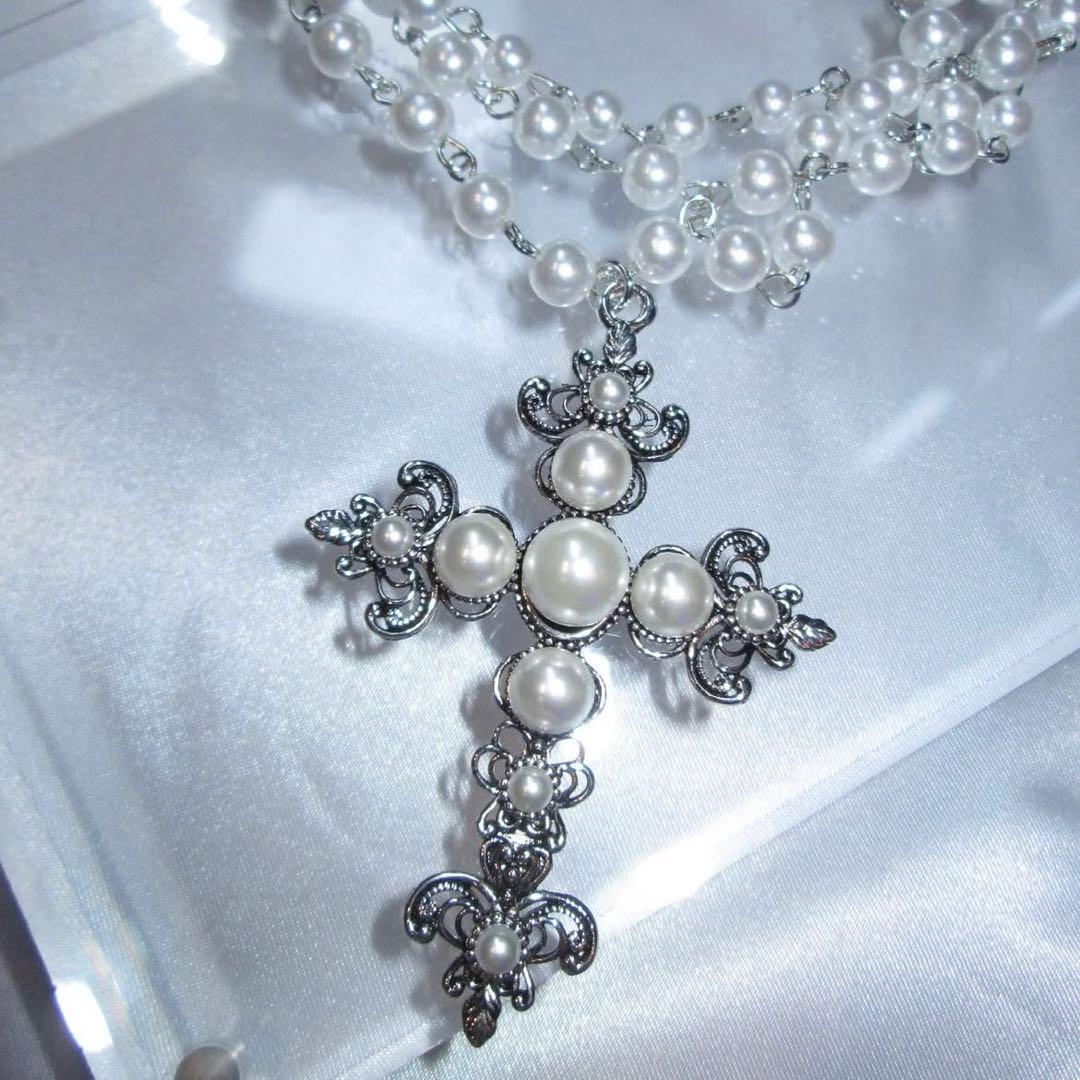 ネックレス・ペンダント Ohtnyc Pearl cross necklace