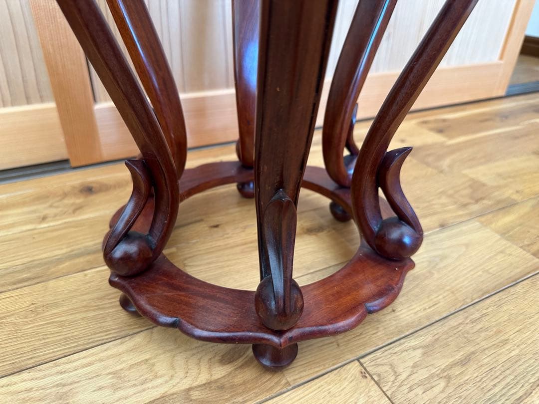 希少品　華道具　唐木　紫檀　ぶどう透かし彫り　飾り台　花台　香炉台　猫脚　盆栽台