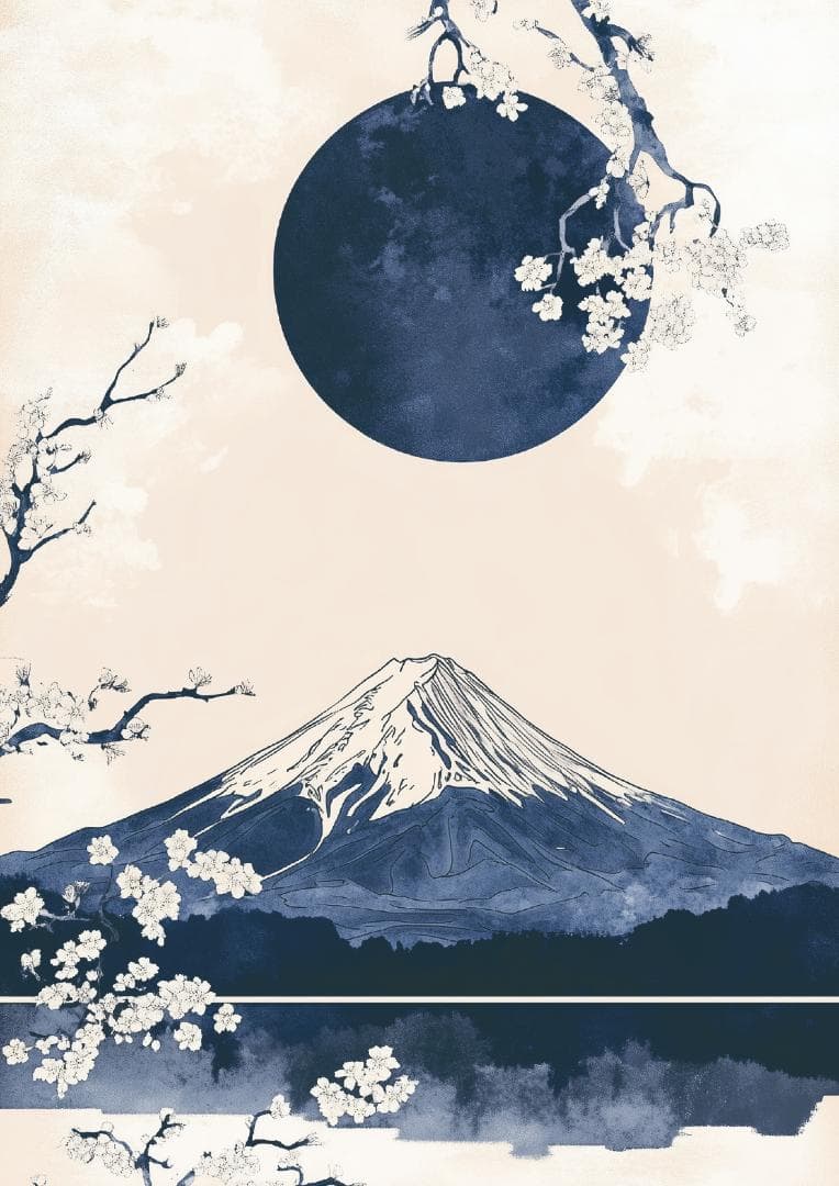 富士アートポスター｜和ボタニカル《Fuji》ミニマルアート A2