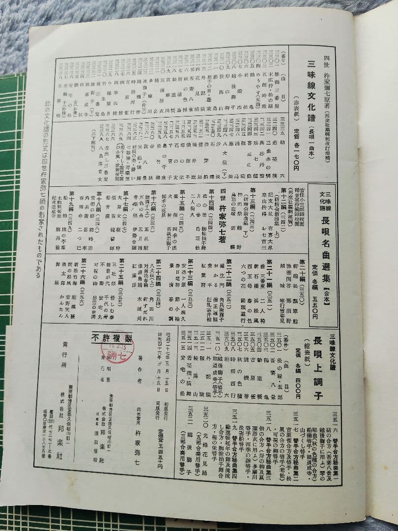 ①三味線文化譜　端唄俗曲集1・2　正調民謡集2　長唄名曲選集　4冊セット