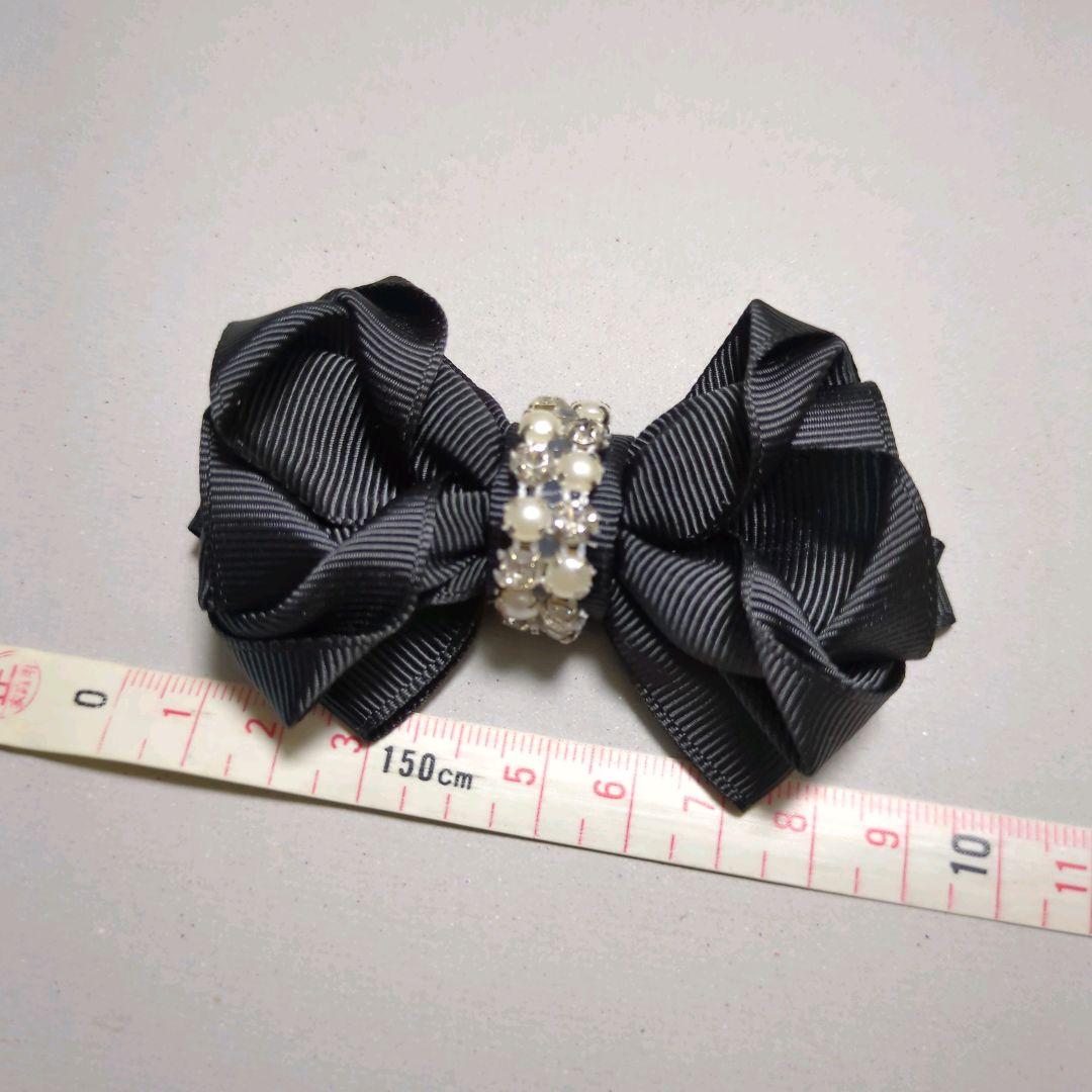 確認　ヘアゴム　ヘアリボン　1249　バラ　黒　ブラック