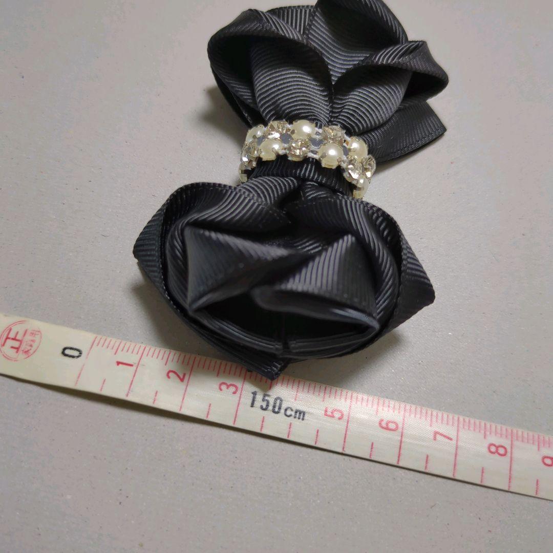 確認　ヘアゴム　ヘアリボン　1249　バラ　黒　ブラック