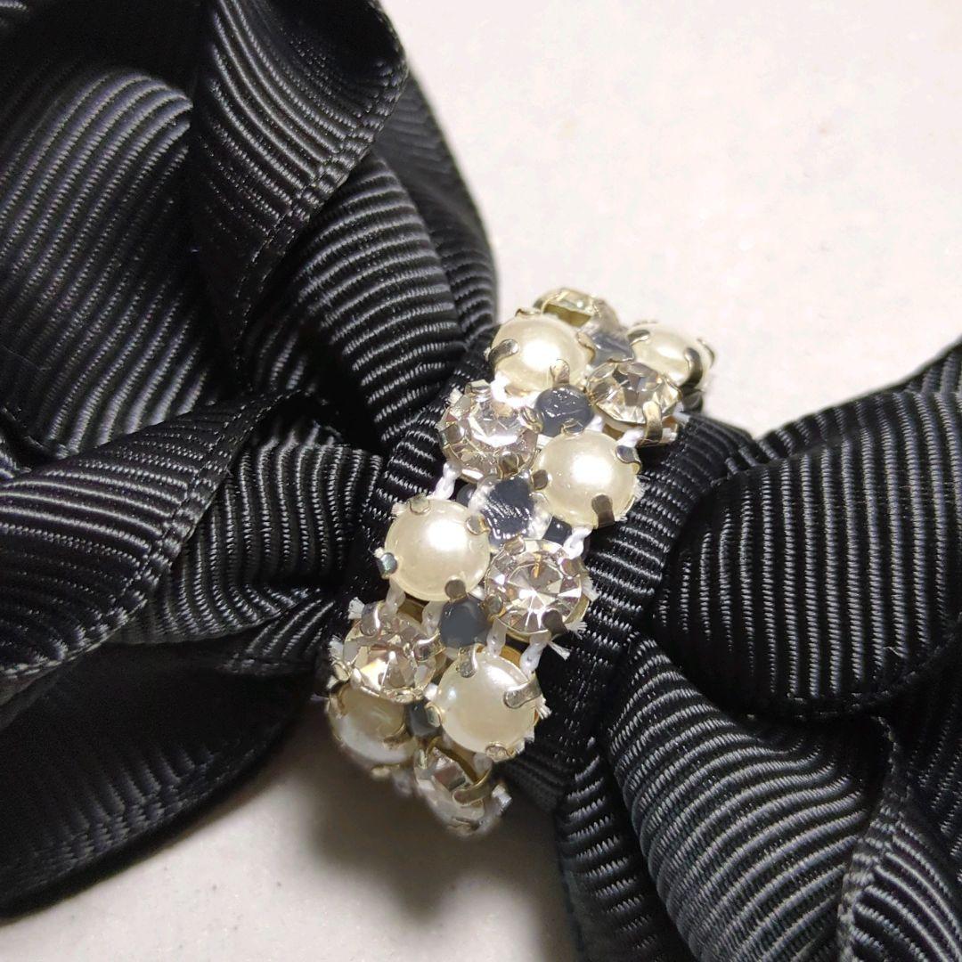 確認　ヘアゴム　ヘアリボン　1249　バラ　黒　ブラック