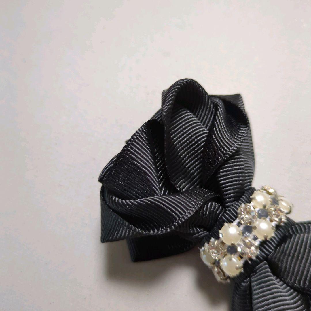 確認　ヘアゴム　ヘアリボン　1249　バラ　黒　ブラック