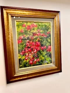 松崎祐哉★東京藝術大学卒★ピンクの花を君に★真作★アクリル画★作品証明書★新額装