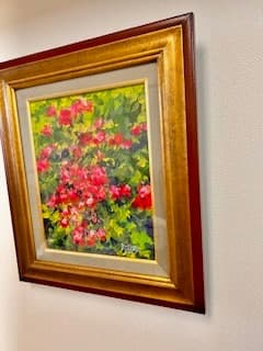 松崎祐哉★東京藝術大学卒★ピンクの花を君に★真作★アクリル画★作品証明書★新額装