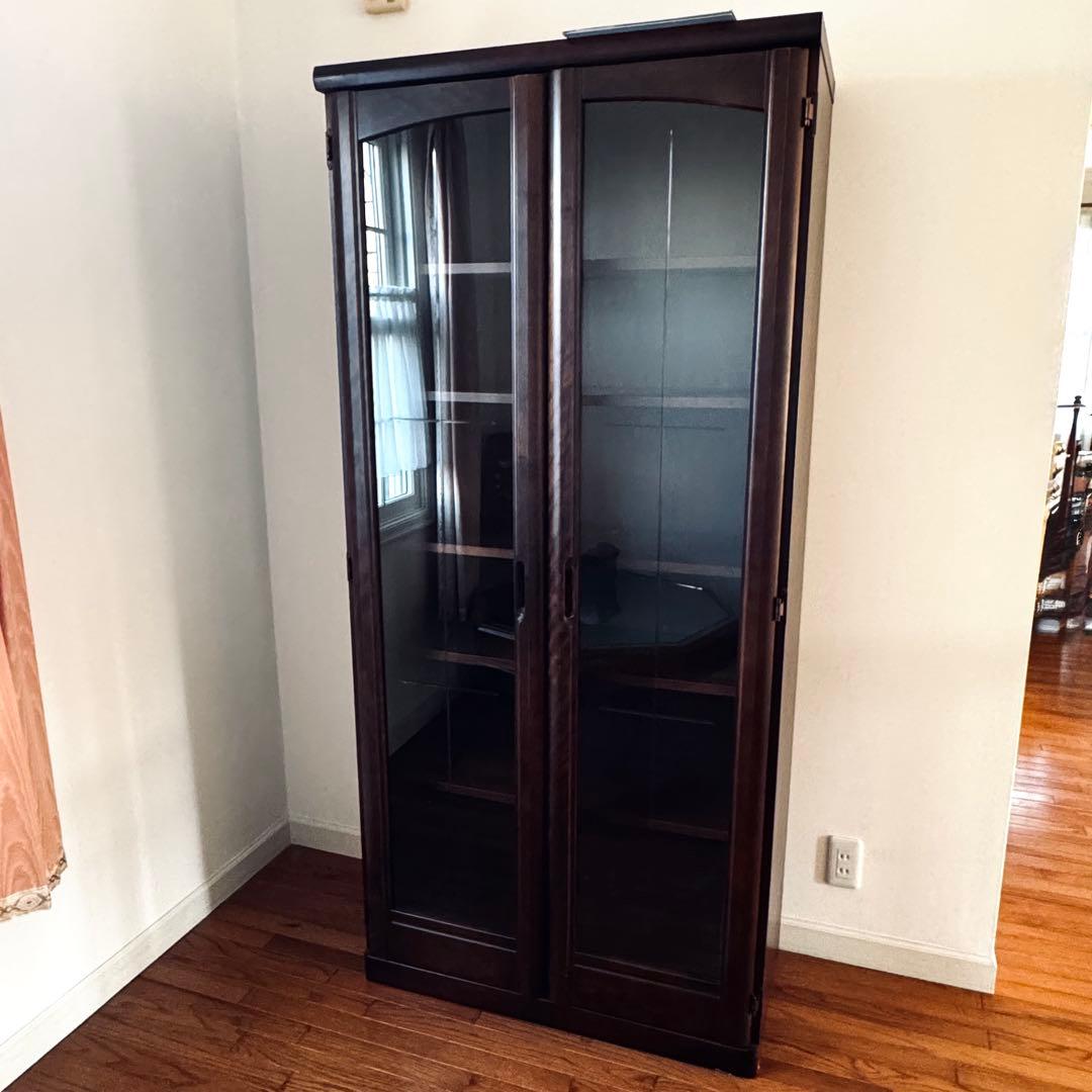 ローズウッド調書棚　上ヶ嶋木工　ガラス扉 本棚 キャビネット　コレクションケース