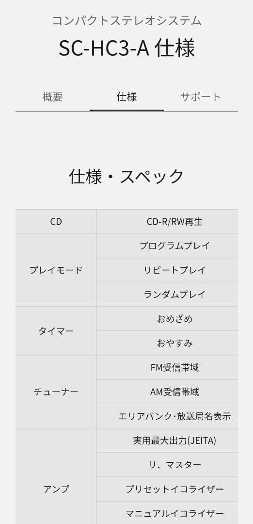 Panasonic SC-HC3-A コンパクトステレオシステム