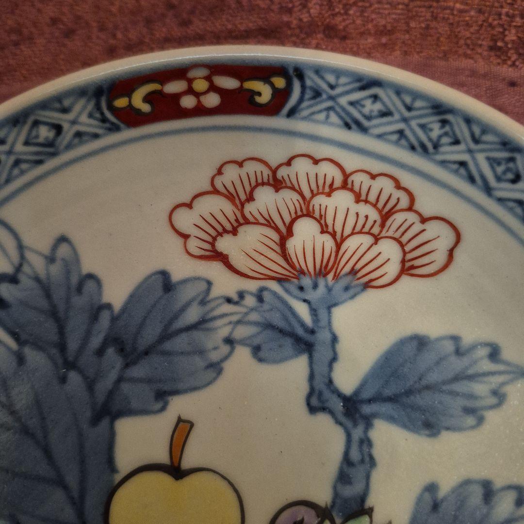 有田焼　六代走波　染錦皿