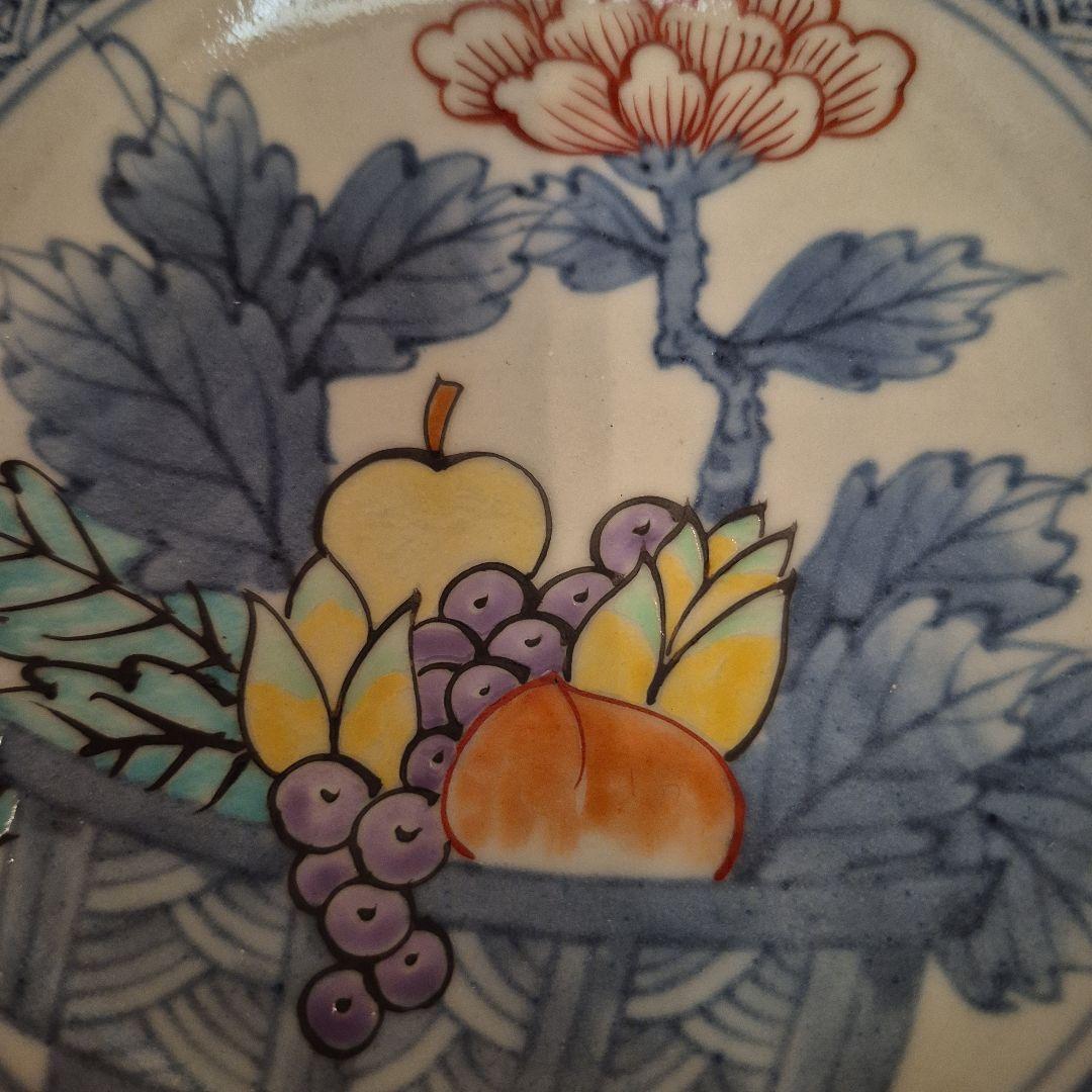 有田焼　六代走波　染錦皿