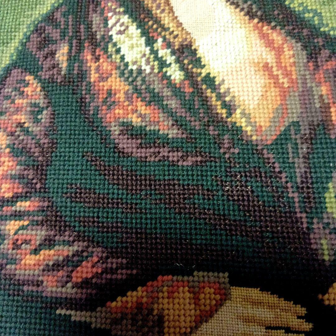 毛糸刺繍、 トルコ貴婦人肖像画　　アンティ-ク