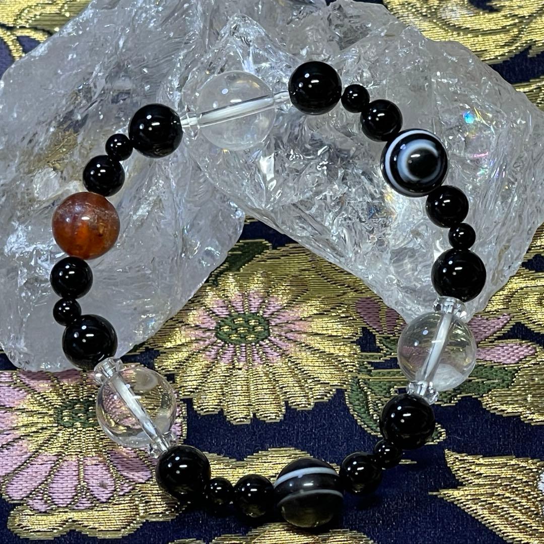 【最強魔除け 結界】天眼石 オニキス 水晶 琥珀 梵字 辰 巳 普賢菩薩