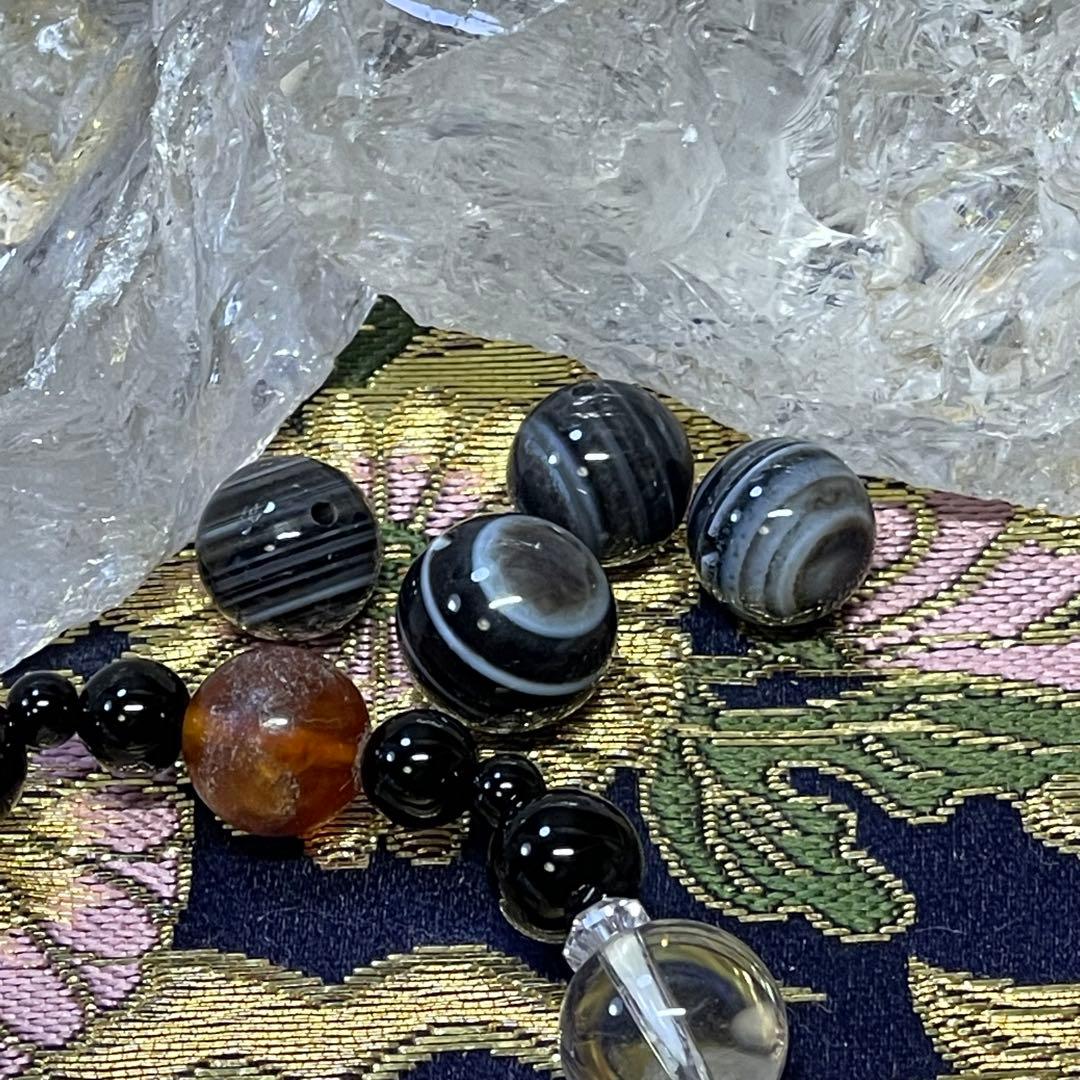 【最強魔除け 結界】天眼石 オニキス 水晶 琥珀 梵字 辰 巳 普賢菩薩