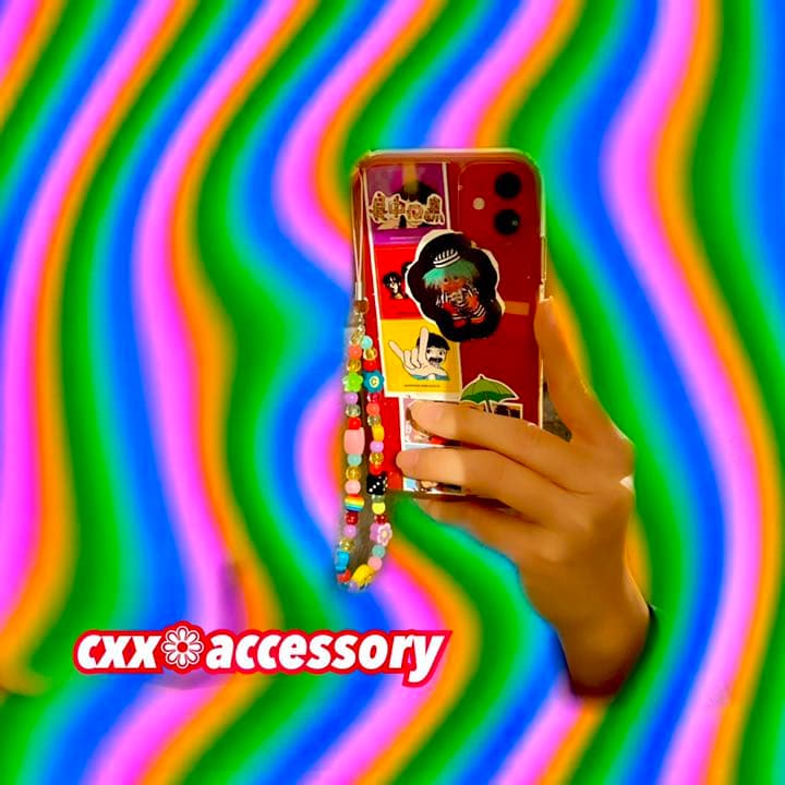 【s-10】ビーズストラップ チャーム❁ニコちゃん カラフル スマホ 韓国 派手